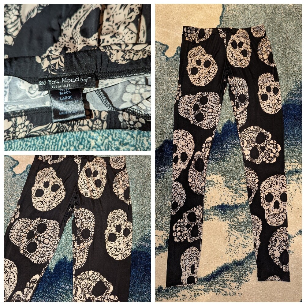 Seeβ You Monday Los Angeles Large Slinky Skull Leggings